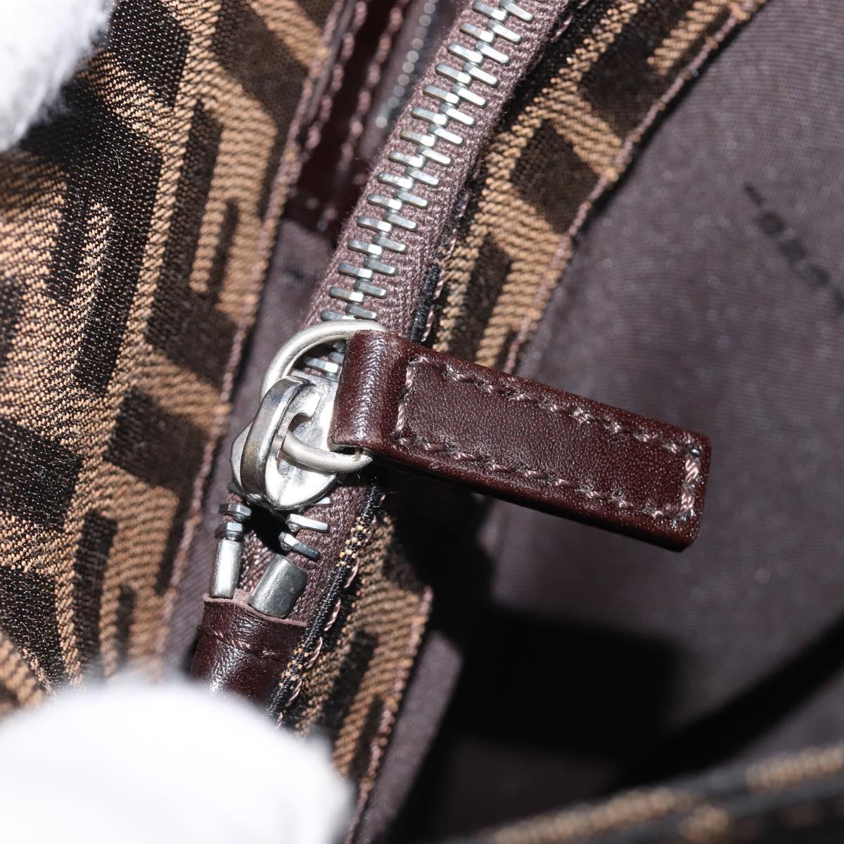 FENDI Zucca Canvas Mamma Baguette Shoulder Bag Brown Black Auth BA15630V