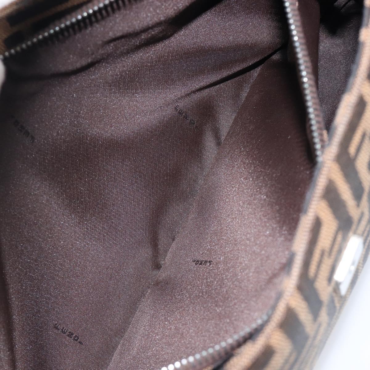 FENDI Zucca Canvas Mamma Baguette Shoulder Bag Brown Black Auth BA15630V