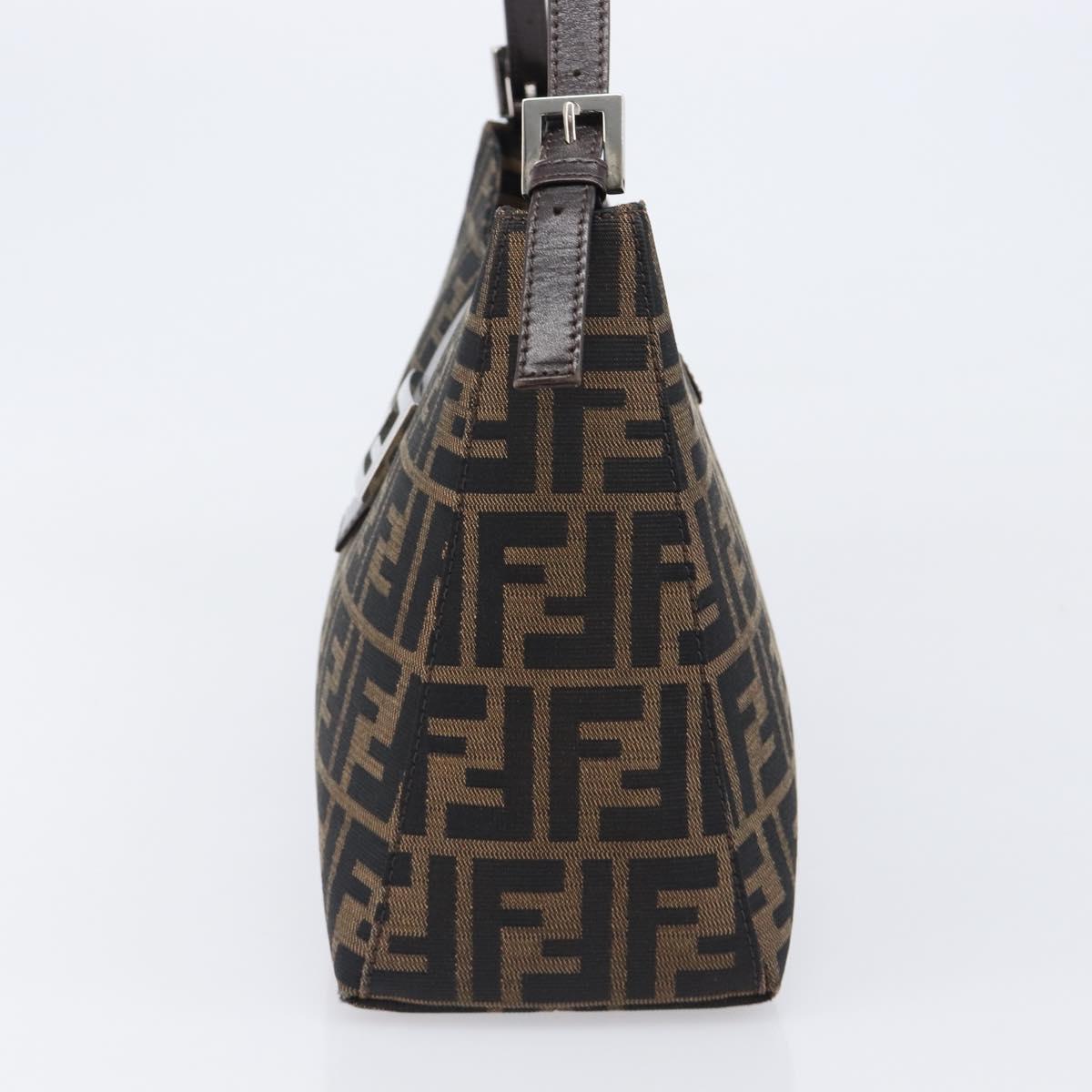 FENDI Zucca Canvas Mamma Baguette Shoulder Bag Brown Black Auth BA15630V