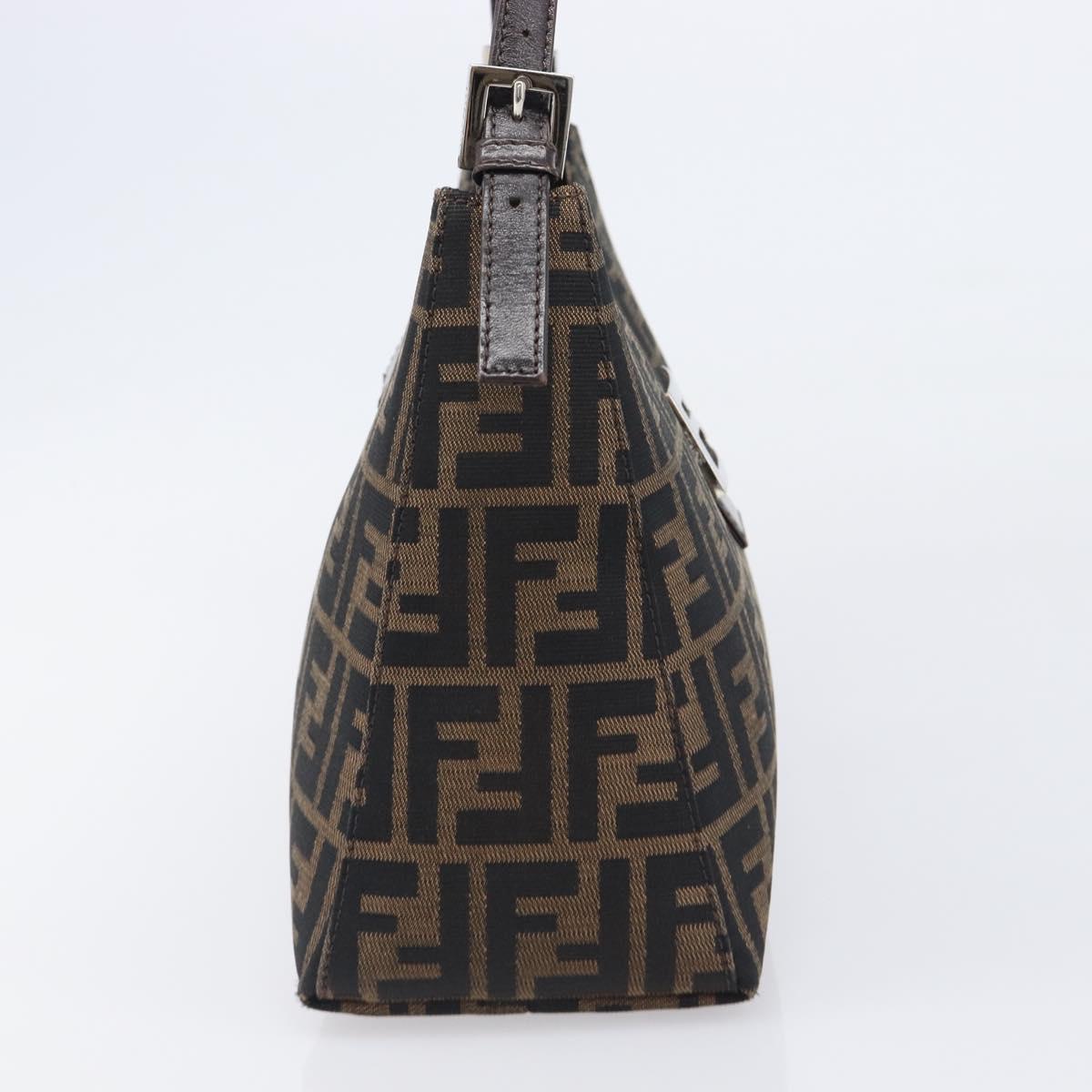 FENDI Zucca Canvas Mamma Baguette Shoulder Bag Brown Black Auth BA15630V