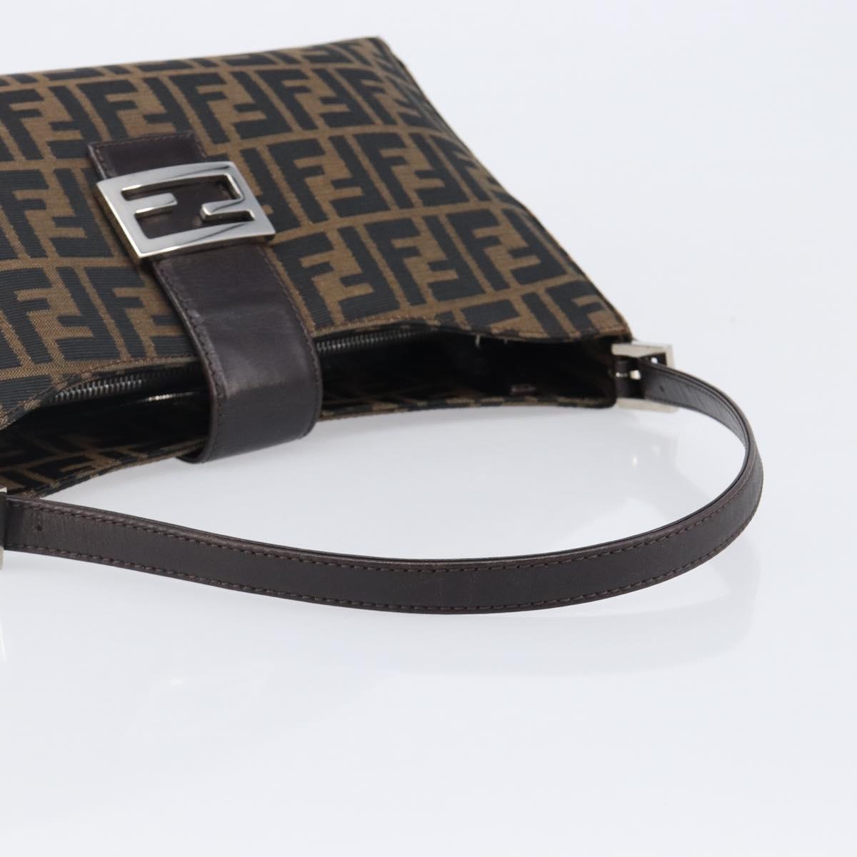 FENDI Zucca Canvas Mamma Baguette Shoulder Bag Brown Black Auth BA15630V