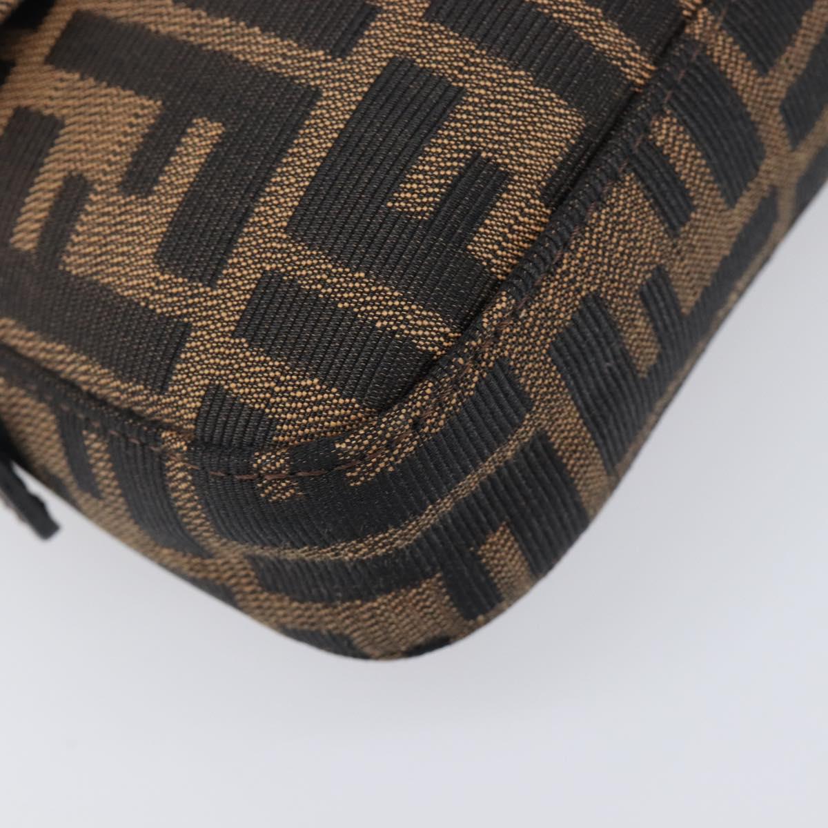 FENDI Zucca Canvas Mamma Baguette Shoulder Bag Brown Black Auth BA15631V
