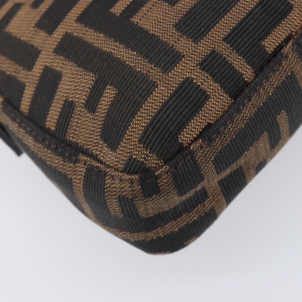 FENDI Zucca Canvas Mamma Baguette Shoulder Bag Brown Black Auth BA15631V