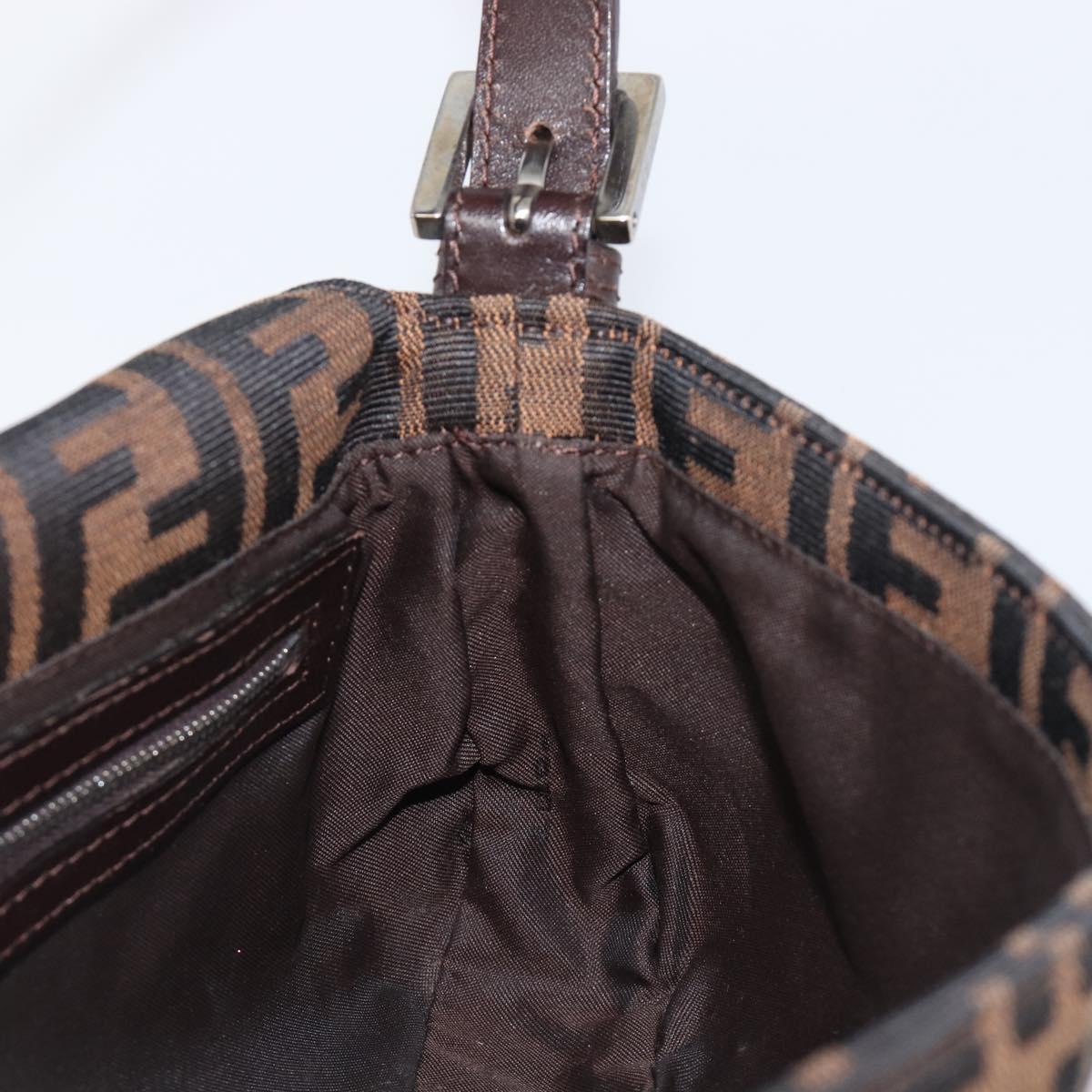 FENDI Zucca Canvas Mamma Baguette Shoulder Bag Brown Black Auth BA15631V