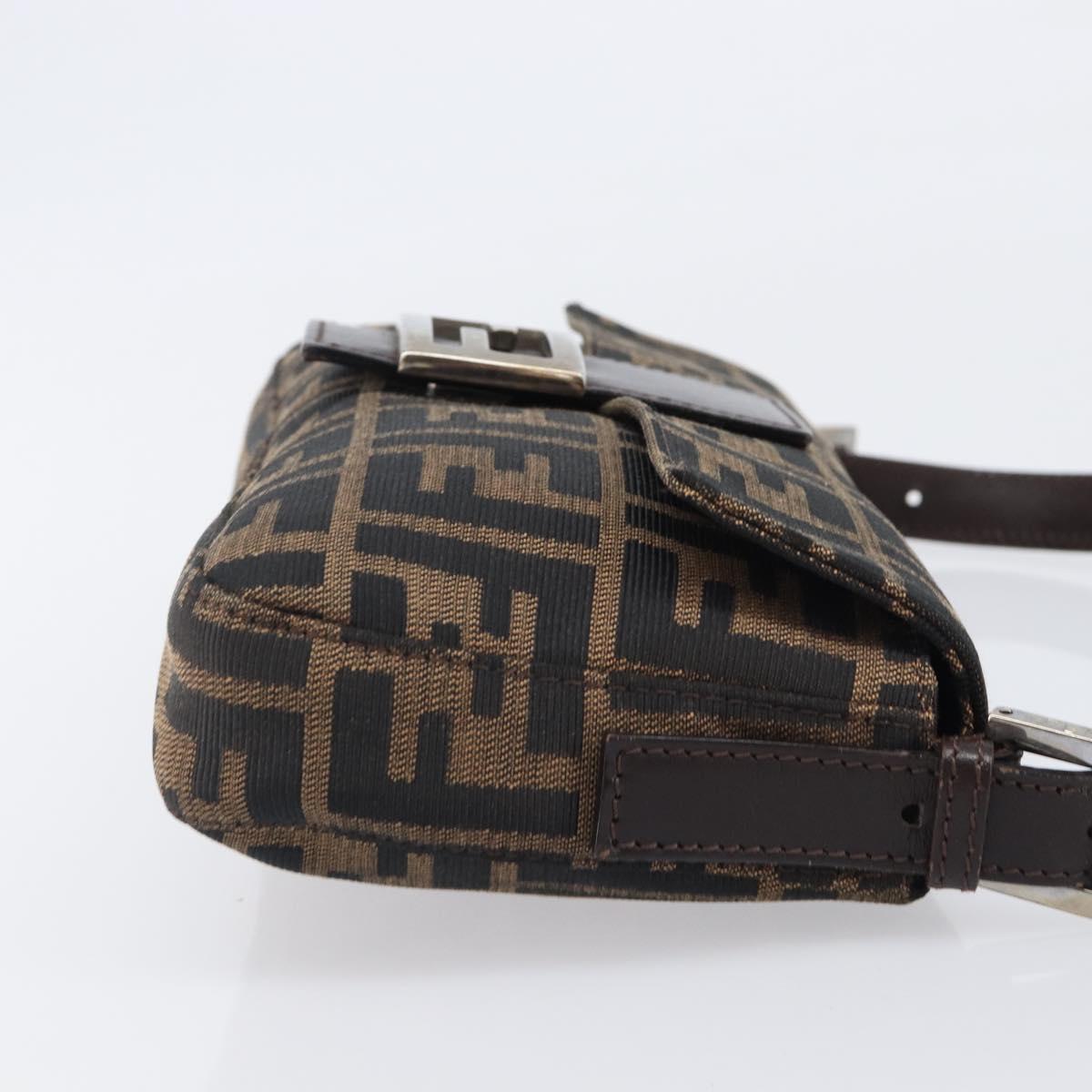 FENDI Zucca Canvas Mamma Baguette Shoulder Bag Brown Black Auth BA15631V