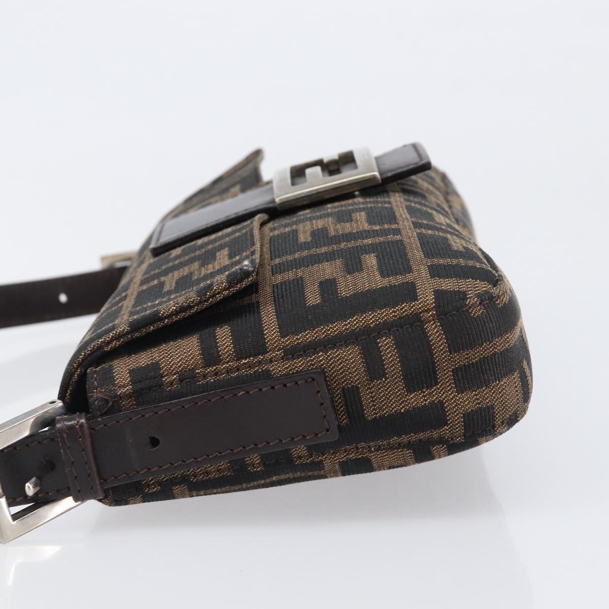 FENDI Zucca Canvas Mamma Baguette Shoulder Bag Brown Black Auth BA15631V