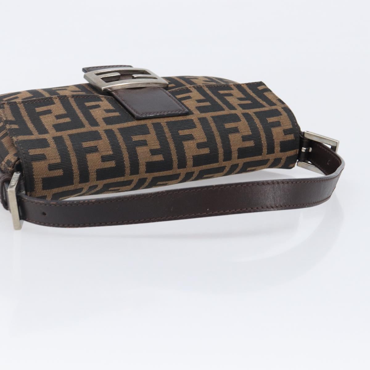 FENDI Zucca Canvas Mamma Baguette Shoulder Bag Brown Black Auth BA15631V