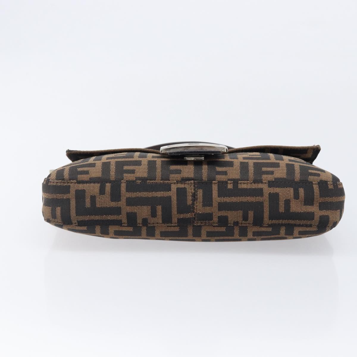 FENDI Zucca Canvas Mamma Baguette Shoulder Bag Brown Black Auth BA15631V