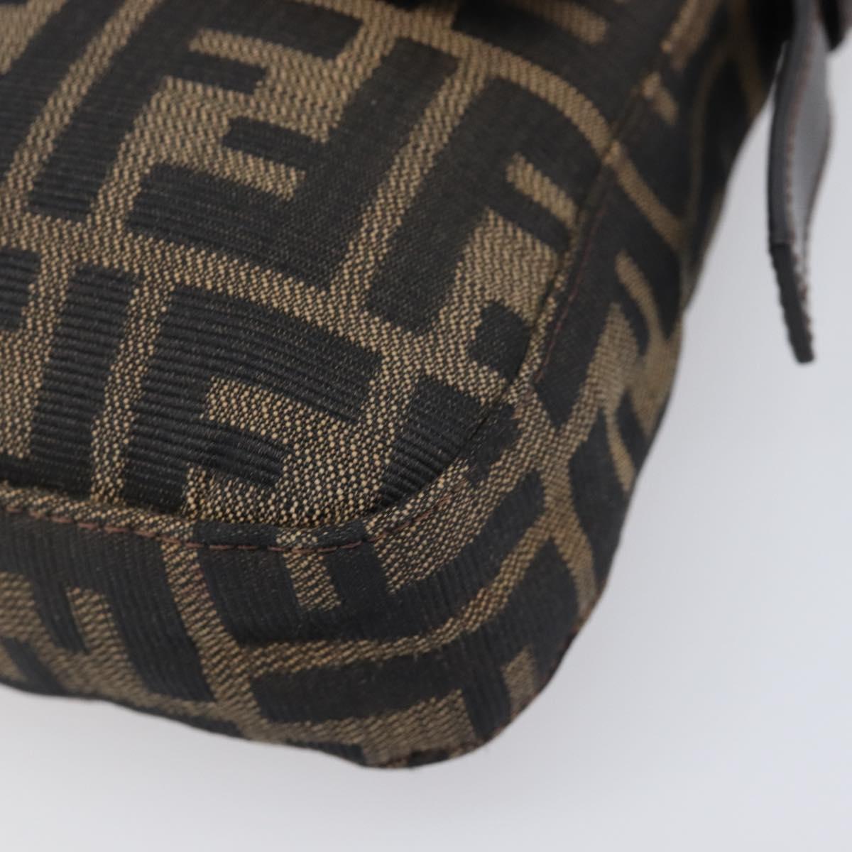 FENDI Zucca Canvas Mamma Baguette Shoulder Bag Brown Black Auth BA15632V
