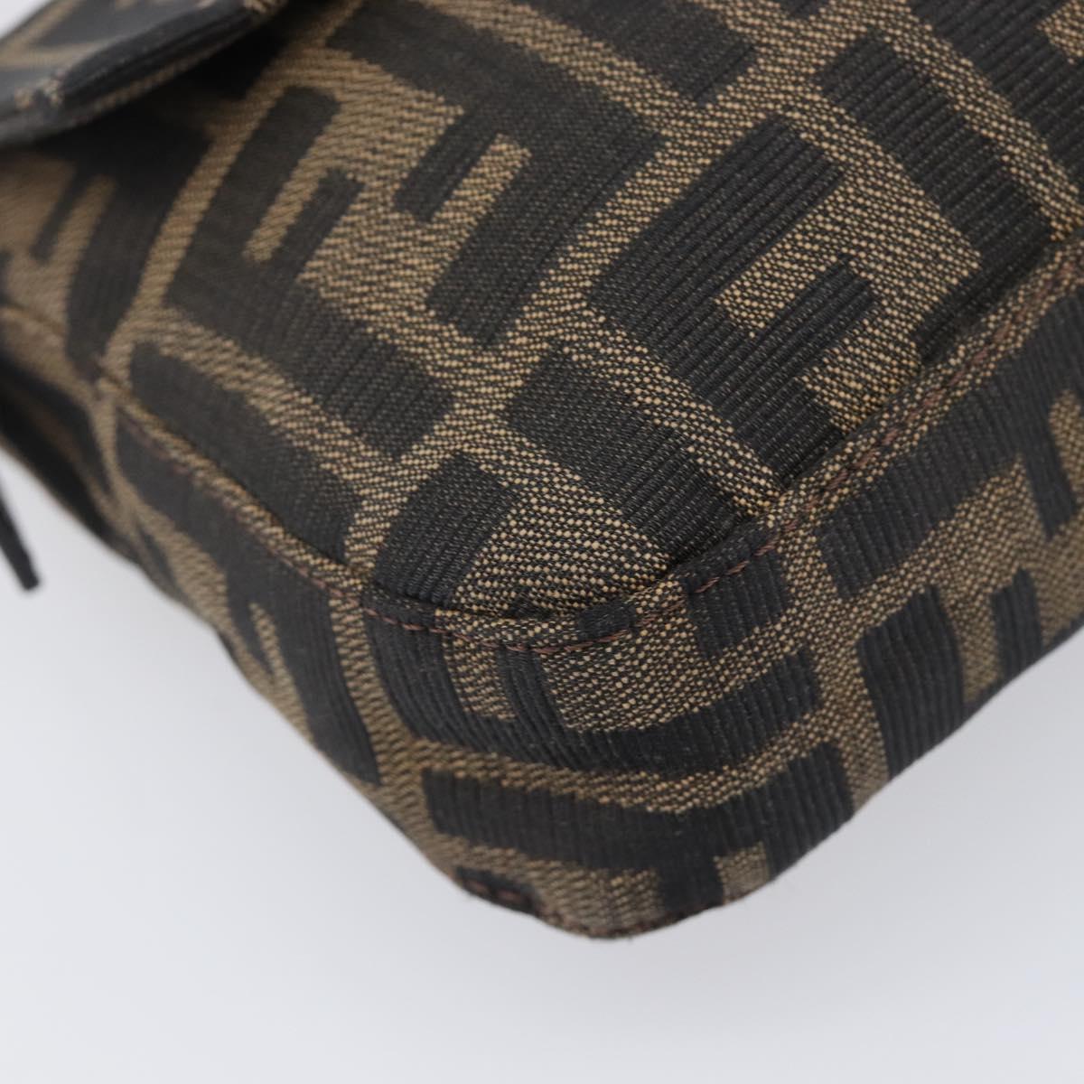 FENDI Zucca Canvas Mamma Baguette Shoulder Bag Brown Black Auth BA15632V