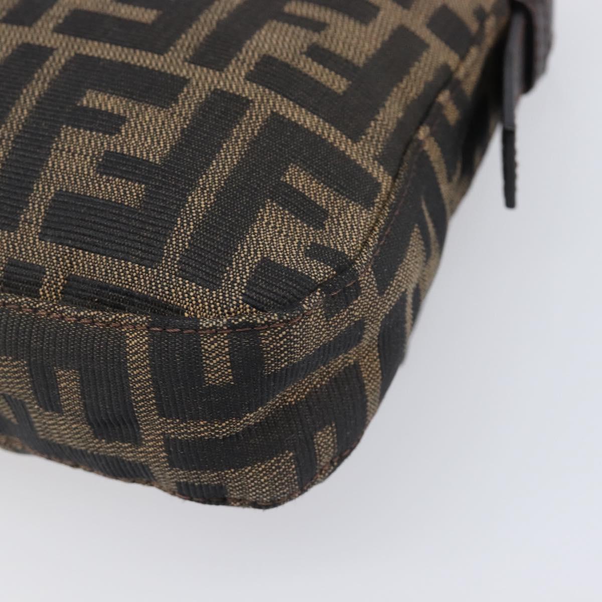 FENDI Zucca Canvas Mamma Baguette Shoulder Bag Brown Black Auth BA15632V