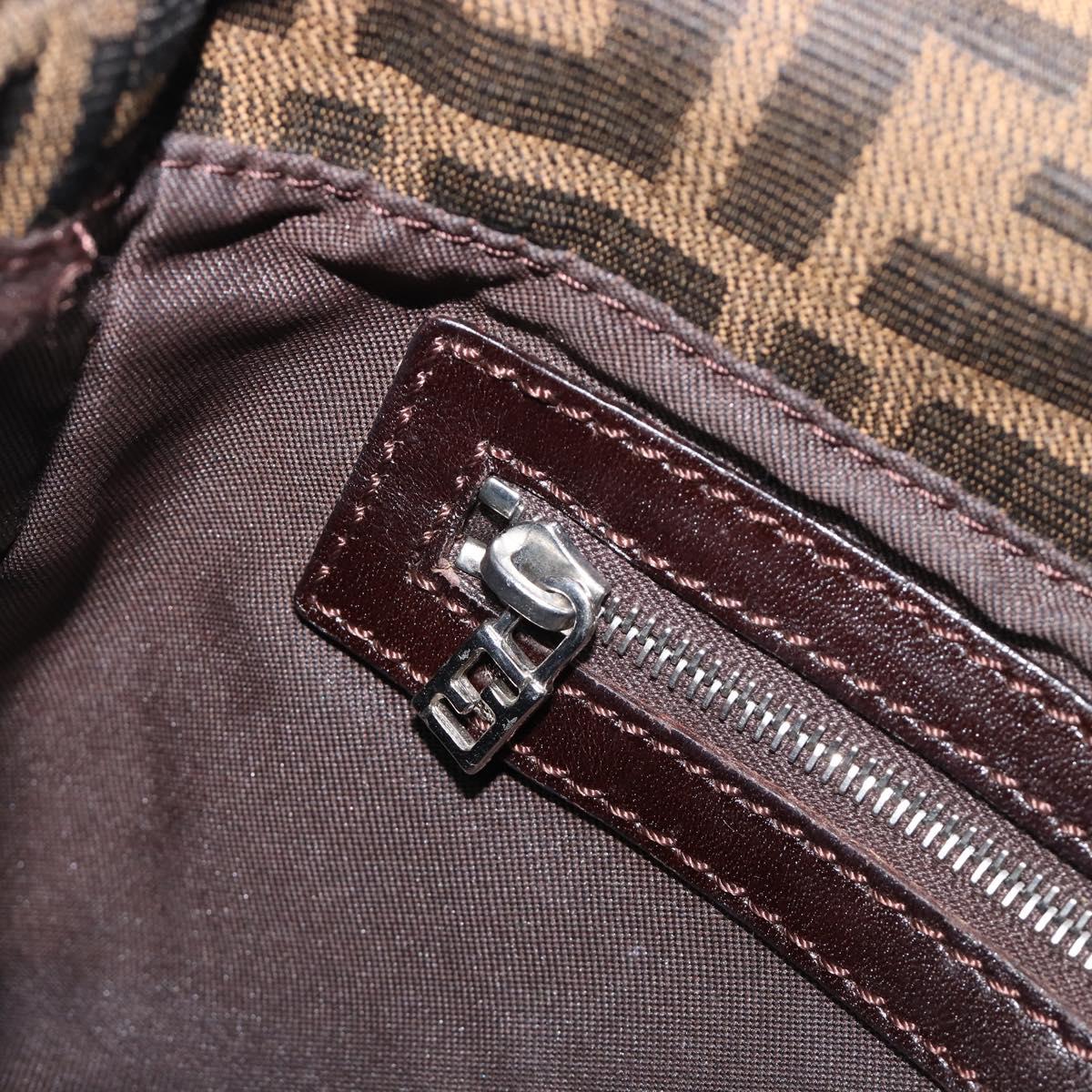 FENDI Zucca Canvas Mamma Baguette Shoulder Bag Brown Black Auth BA15632V