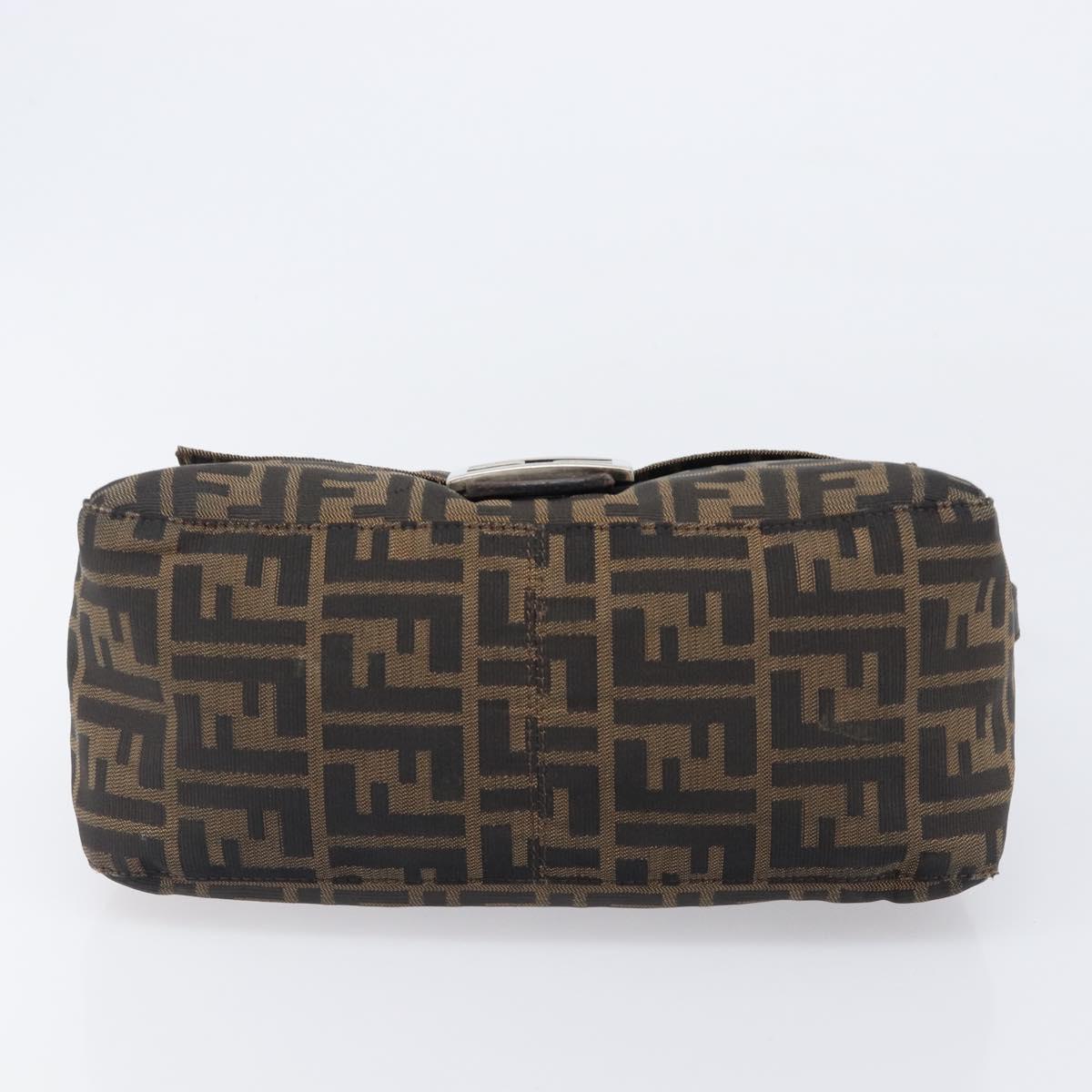 FENDI Zucca Canvas Mamma Baguette Shoulder Bag Brown Black Auth BA15633A