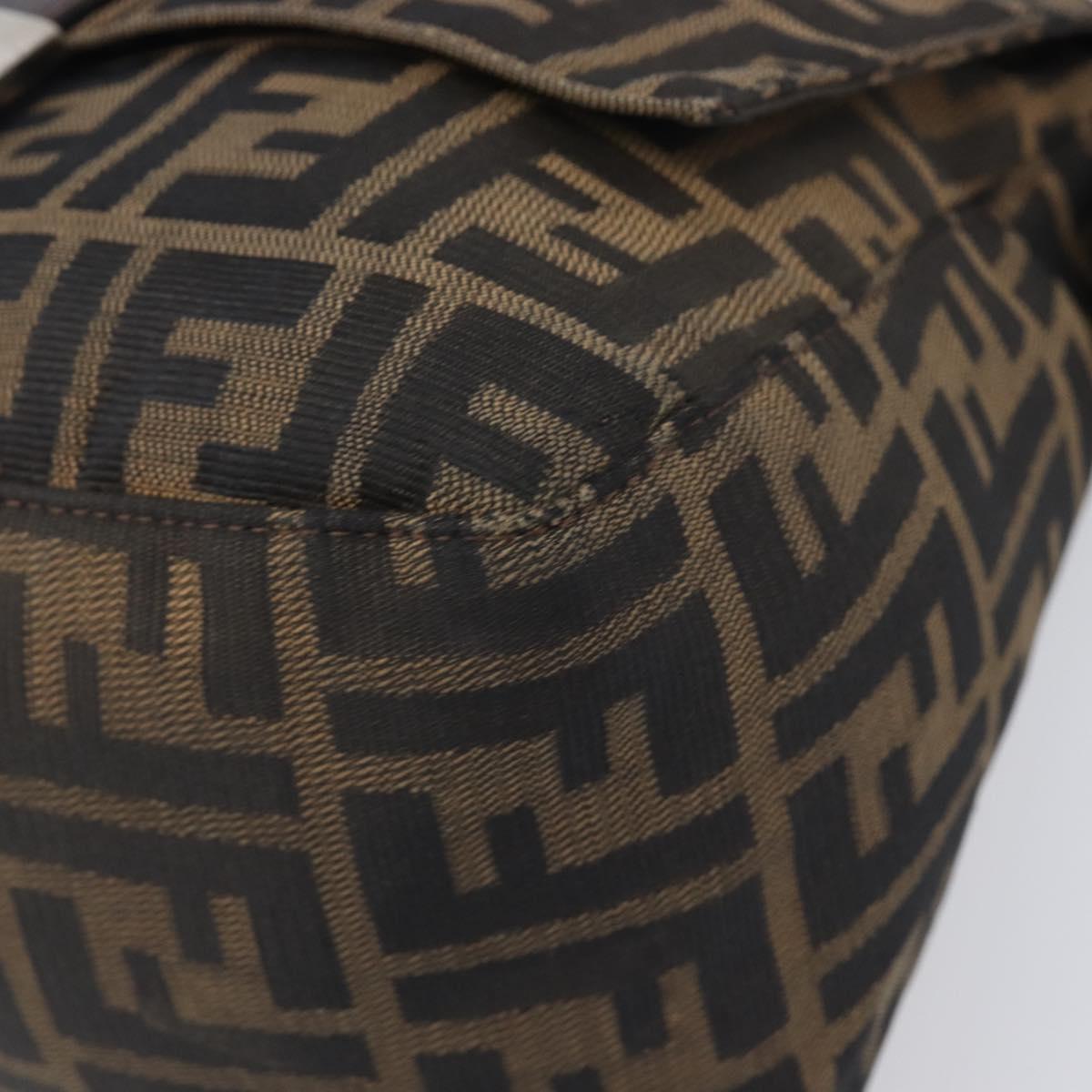 FENDI Zucca Canvas Mamma Baguette Shoulder Bag Brown Black Auth BA15633A