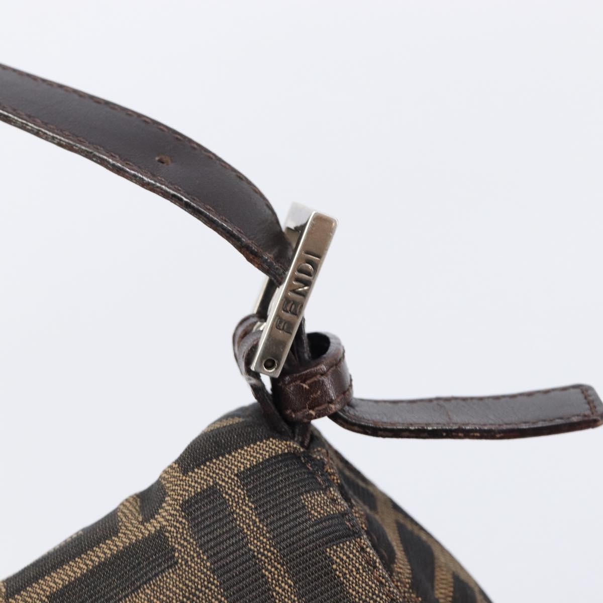 FENDI Zucca Canvas Mamma Baguette Shoulder Bag Brown Black Auth BA15633A