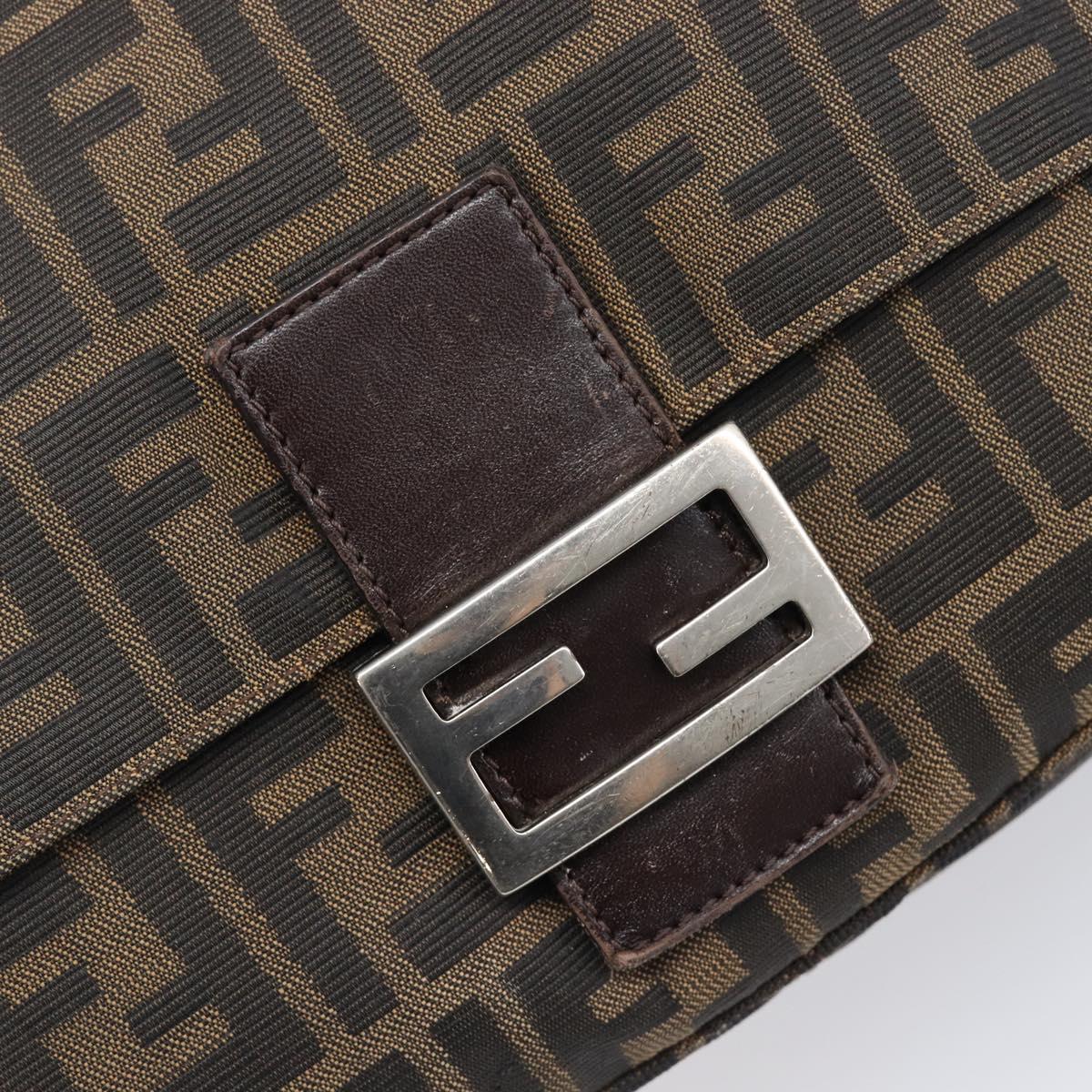 FENDI Zucca Canvas Mamma Baguette Shoulder Bag Brown Black Auth BA15633A