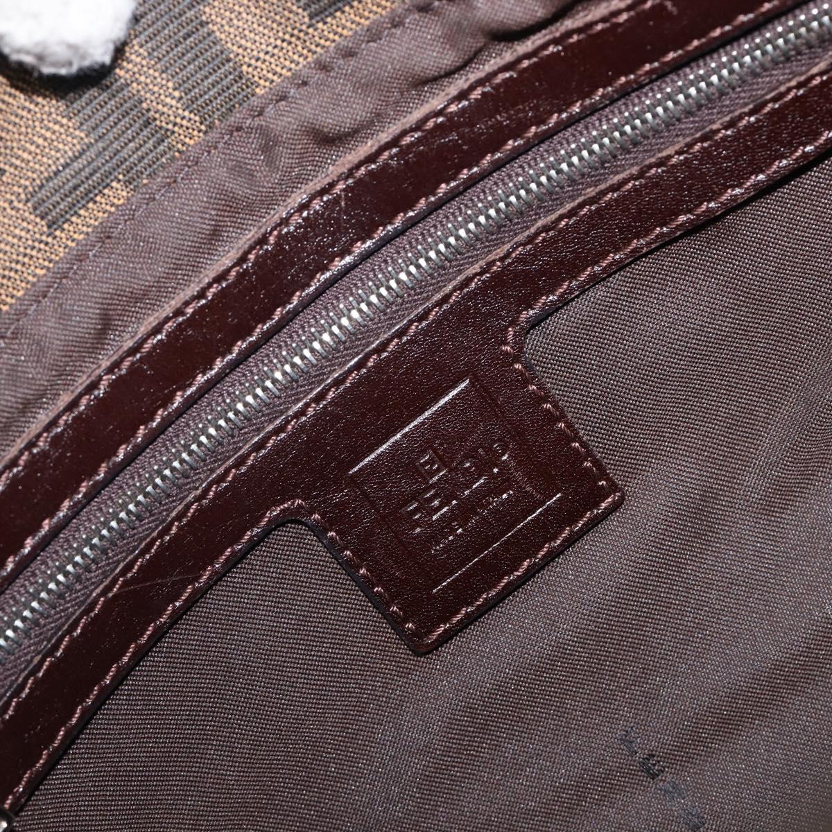 FENDI Zucca Canvas Mamma Baguette Shoulder Bag Brown Black Auth BA15633A