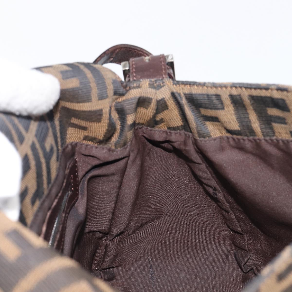 FENDI Zucca Canvas Mamma Baguette Shoulder Bag Brown Black Auth BA15633A