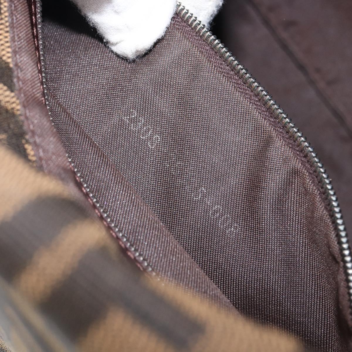 FENDI Zucca Canvas Mamma Baguette Shoulder Bag Brown Black Auth BA15633A