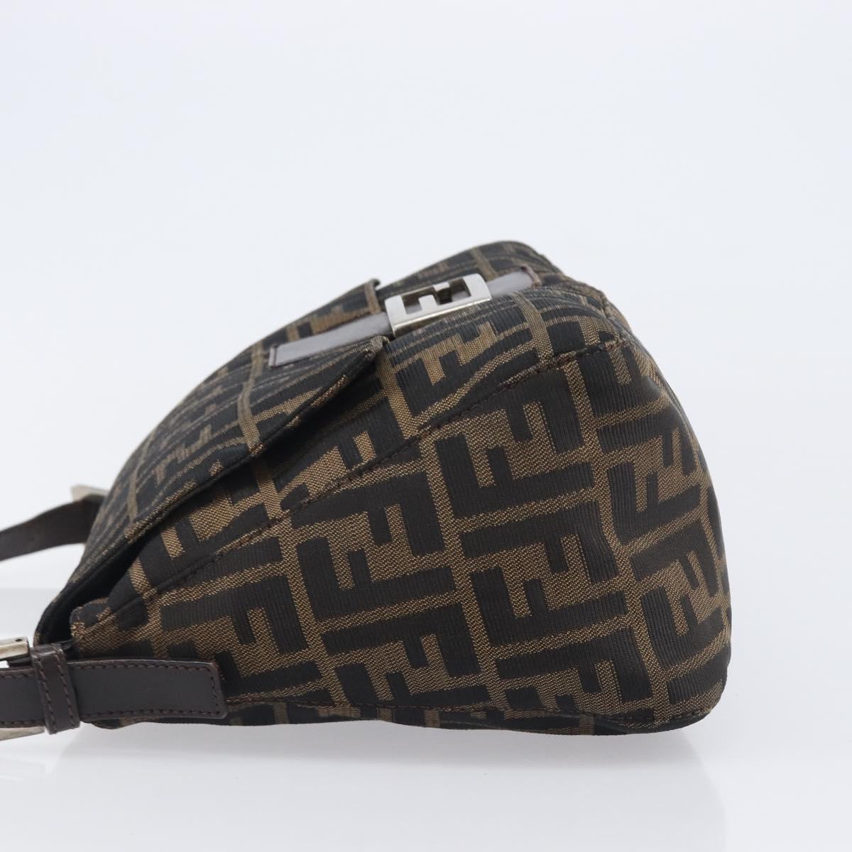 FENDI Zucca Canvas Mamma Baguette Shoulder Bag Brown Black Auth BA15633A