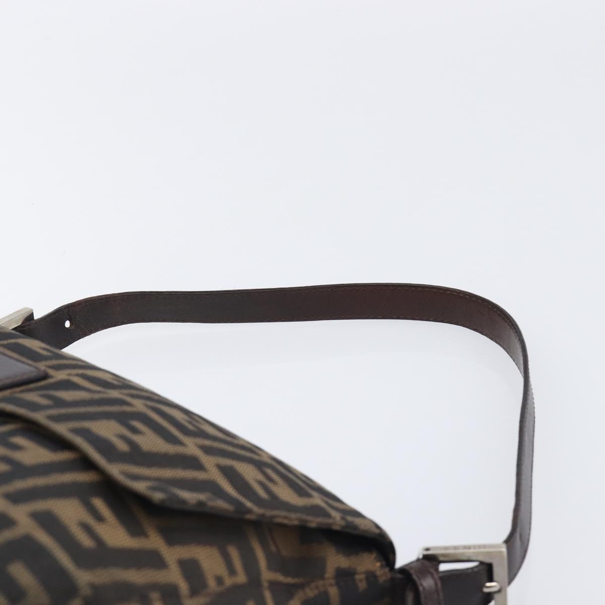 FENDI Zucca Canvas Mamma Baguette Shoulder Bag Brown Black Auth BA15633A