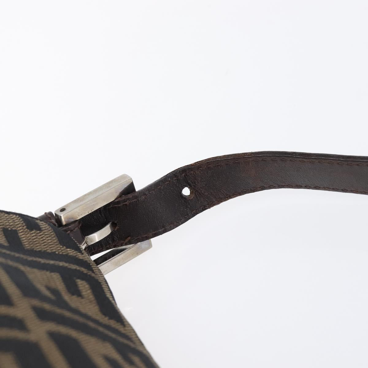 FENDI Zucca Canvas Mamma Baguette Shoulder Bag Brown Black Auth BA15633A