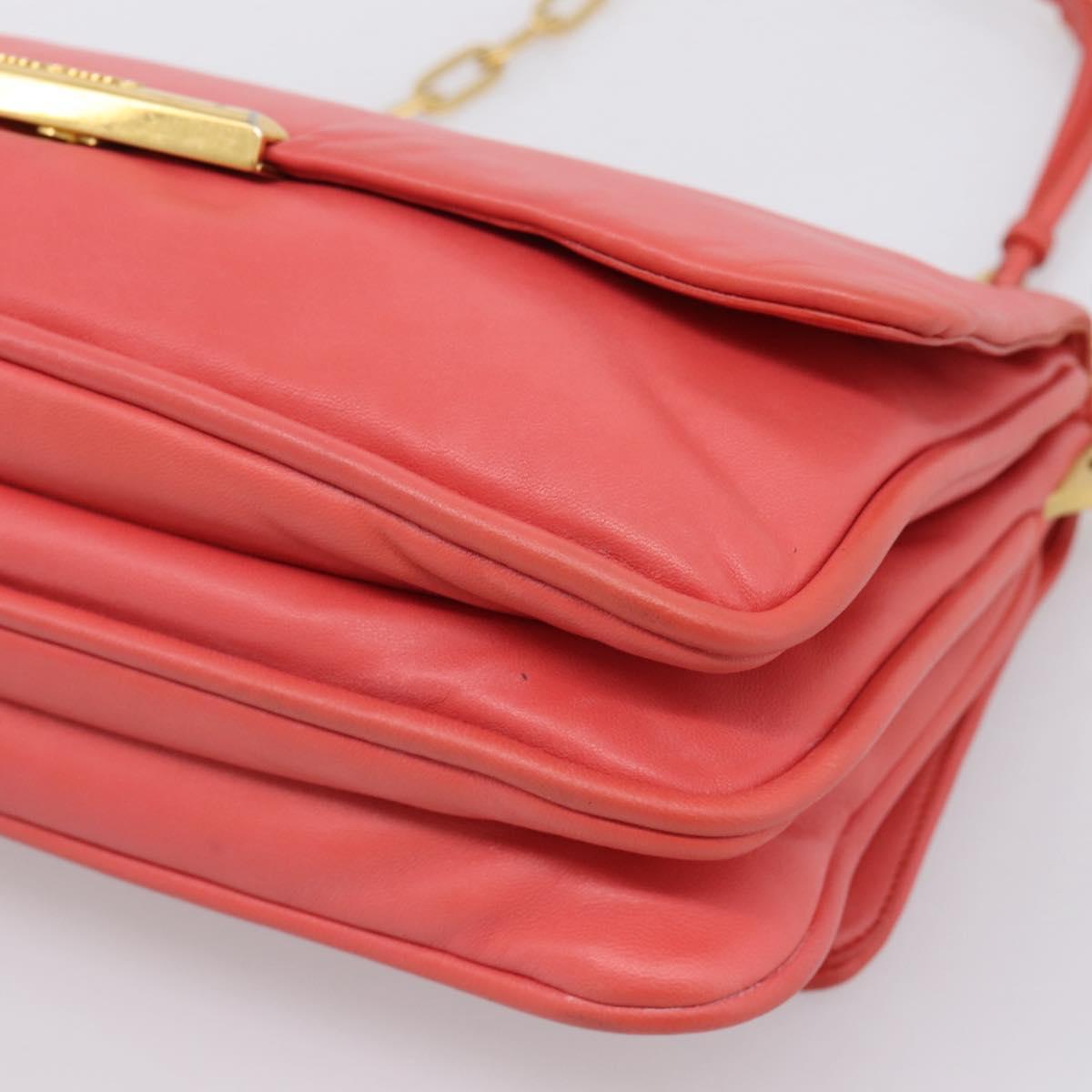 Miu Miu Chain Shoulder Bag Leather Pink Gold Auth BA15636V