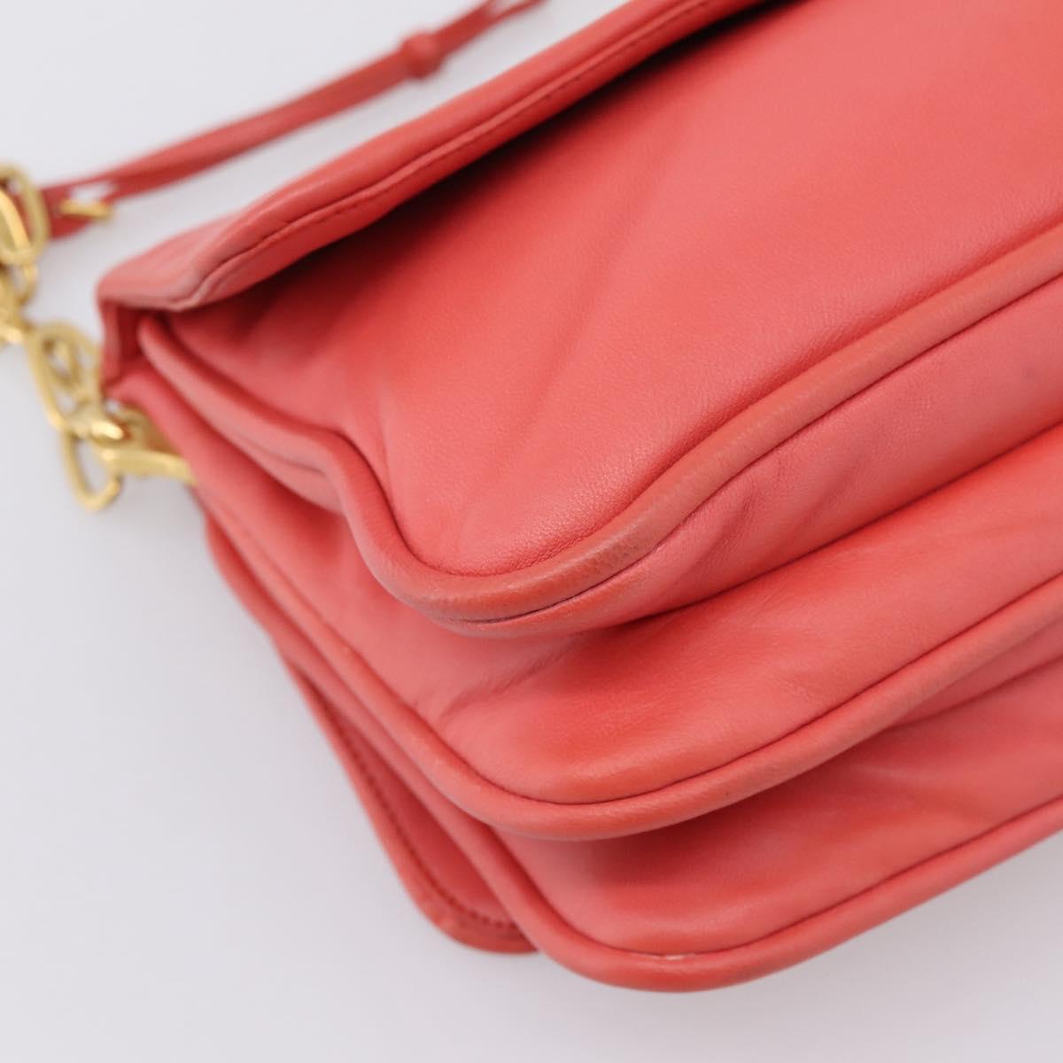 Miu Miu Chain Shoulder Bag Leather Pink Gold Auth BA15636V