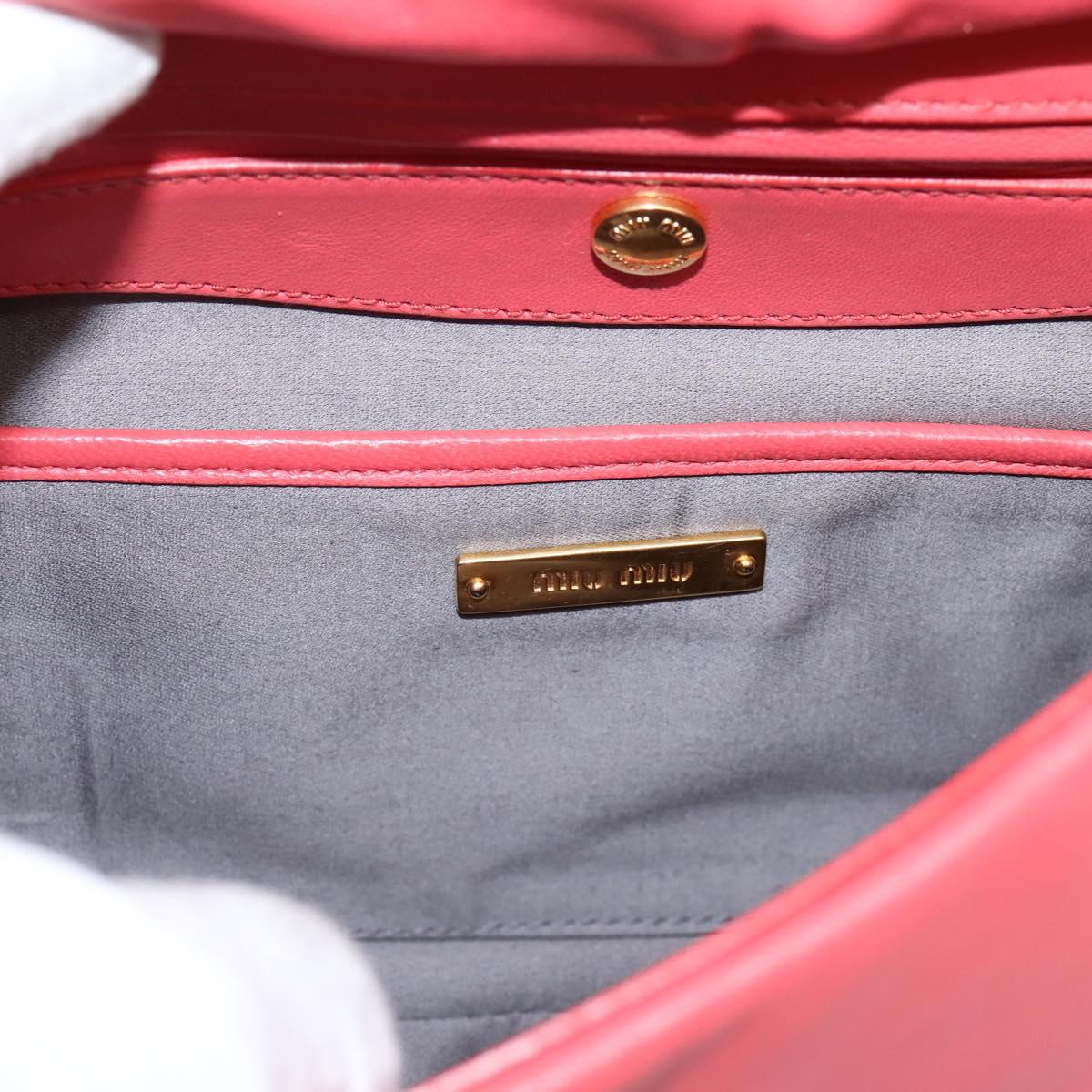 Miu Miu Chain Shoulder Bag Leather Pink Gold Auth BA15636V