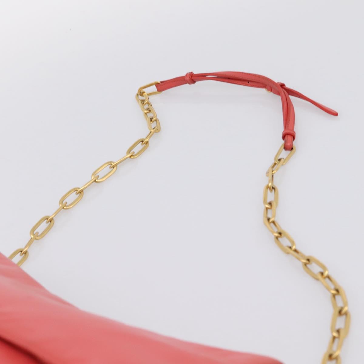 Miu Miu Chain Shoulder Bag Leather Pink Gold Auth BA15636V