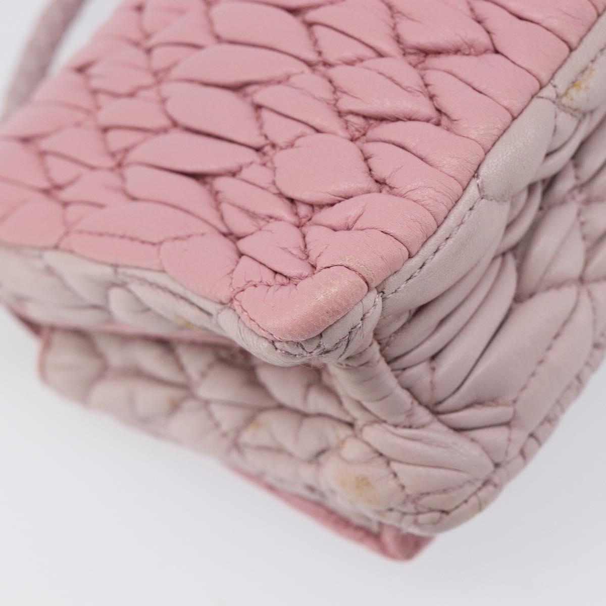 Miu Miu Chain Shoulder Bag Leather 2way Pink Silver Auth BA15638A