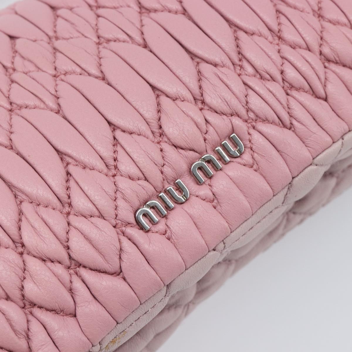 Miu Miu Chain Shoulder Bag Leather 2way Pink Silver Auth BA15638A