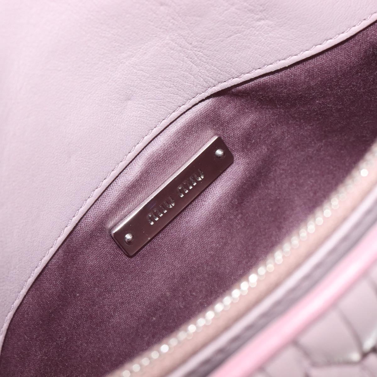 Miu Miu Chain Shoulder Bag Leather 2way Pink Silver Auth BA15638A