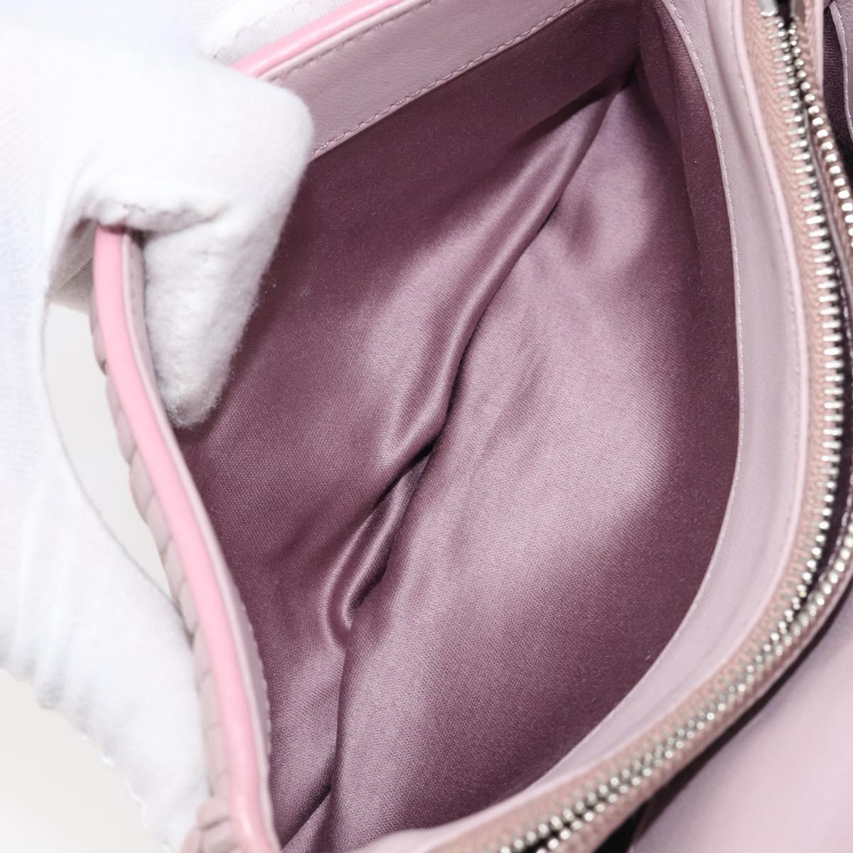 Miu Miu Chain Shoulder Bag Leather 2way Pink Silver Auth BA15638A