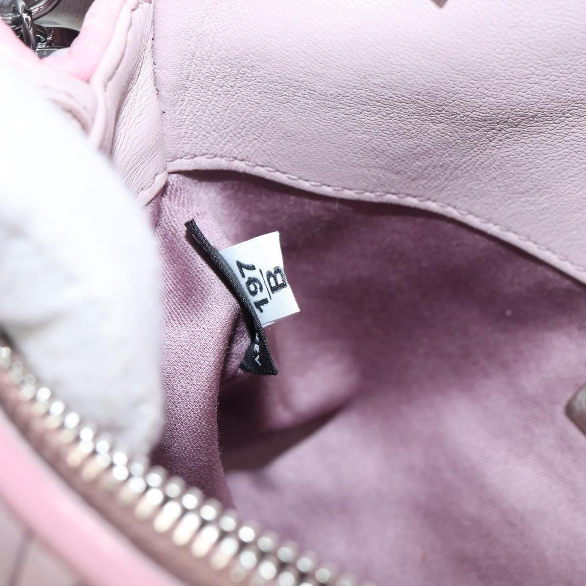 Miu Miu Chain Shoulder Bag Leather 2way Pink Silver Auth BA15638A