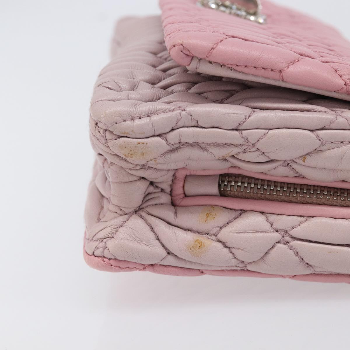 Miu Miu Chain Shoulder Bag Leather 2way Pink Silver Auth BA15638A