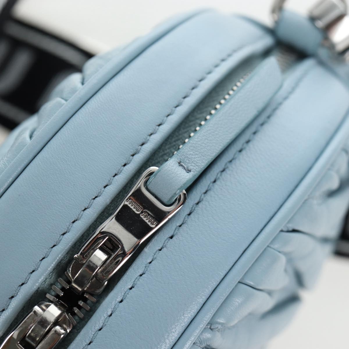 Miu Miu Matelasse Chain Bag Leather 2way Light Blue Silver Auth BA15639V