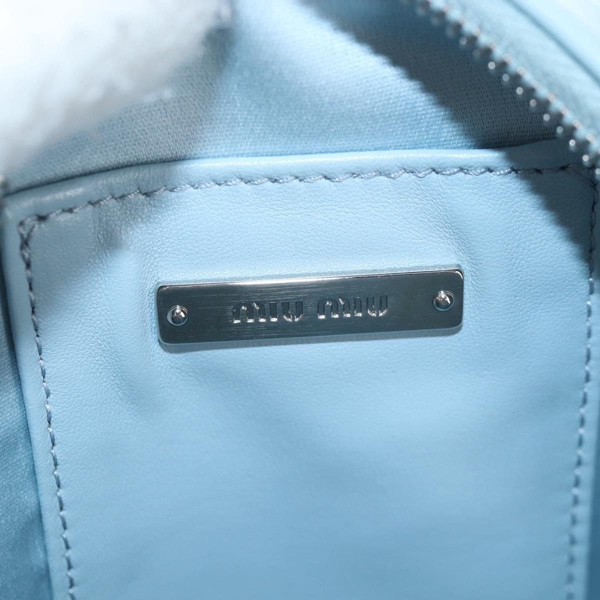 Miu Miu Matelasse Chain Bag Leather 2way Light Blue Silver Auth BA15639V