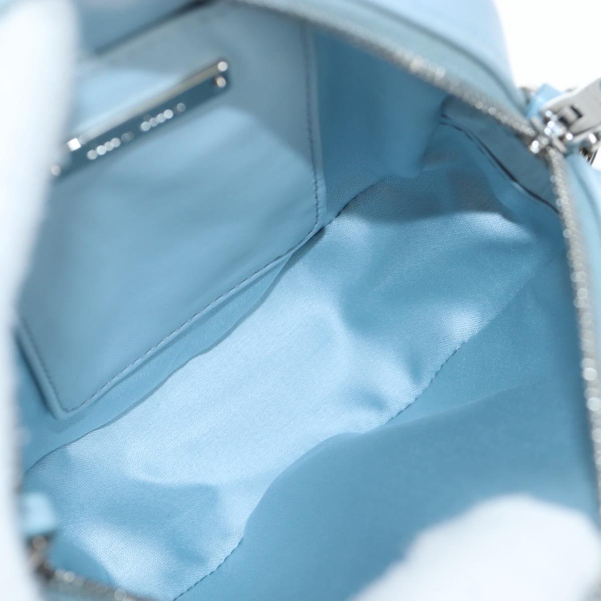Miu Miu Matelasse Chain Bag Leather 2way Light Blue Silver Auth BA15639V