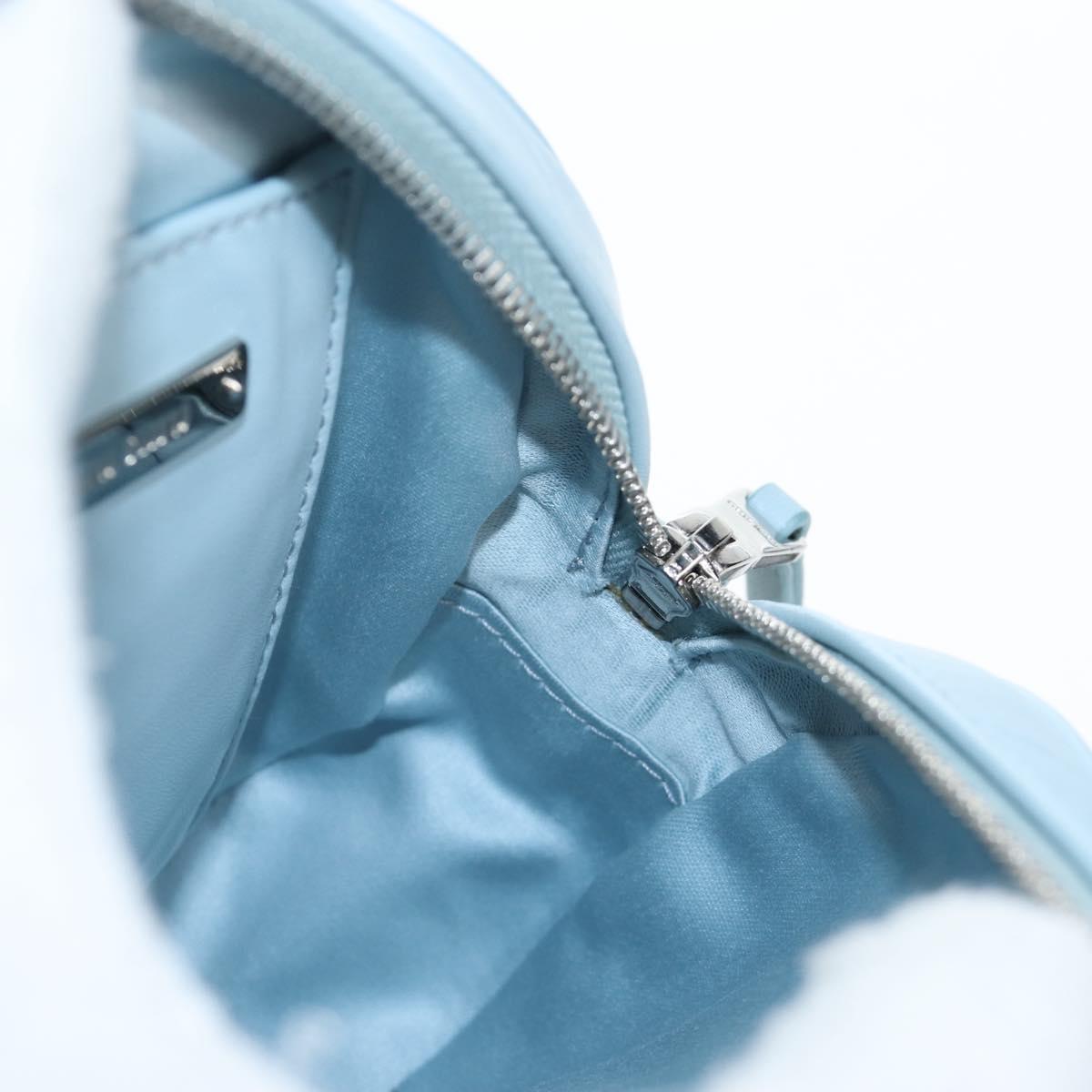 Miu Miu Matelasse Chain Bag Leather 2way Light Blue Silver Auth BA15639V