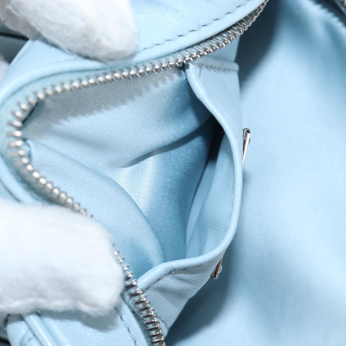 Miu Miu Matelasse Chain Bag Leather 2way Light Blue Silver Auth BA15639V