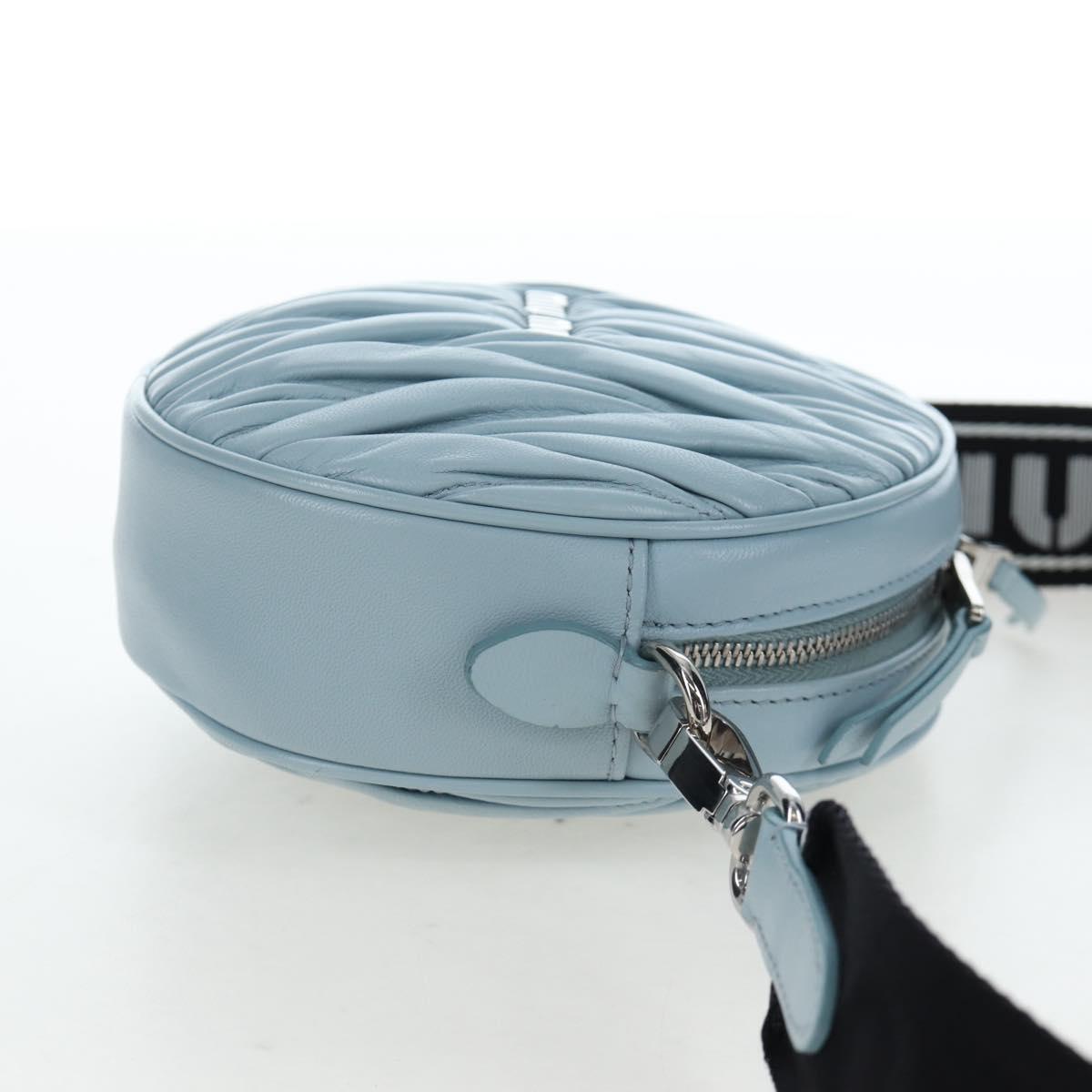 Miu Miu Matelasse Chain Bag Leather 2way Light Blue Silver Auth BA15639V