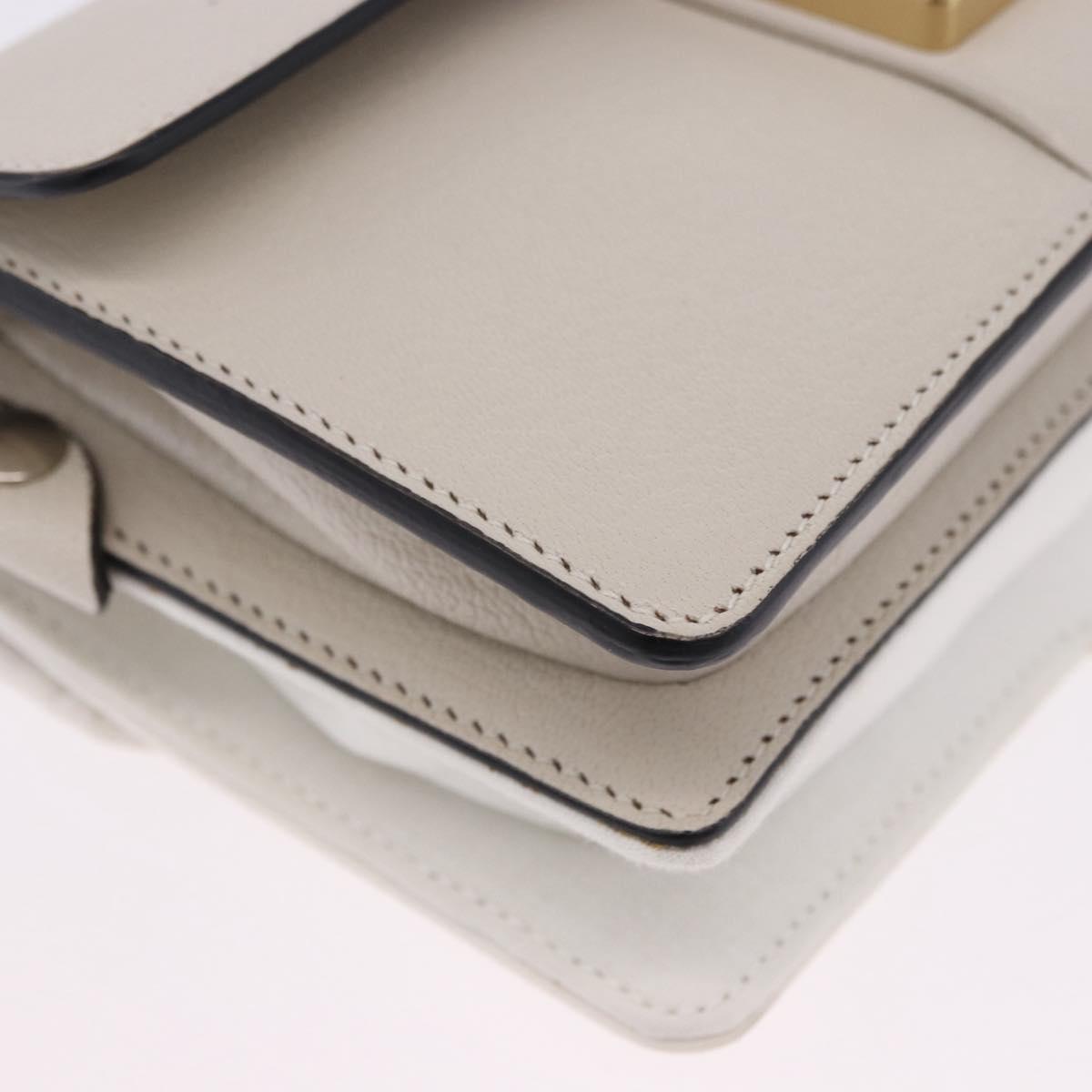 Maison Margiela New Rock Horizontal Bag Leather White Silver Auth BA15641V