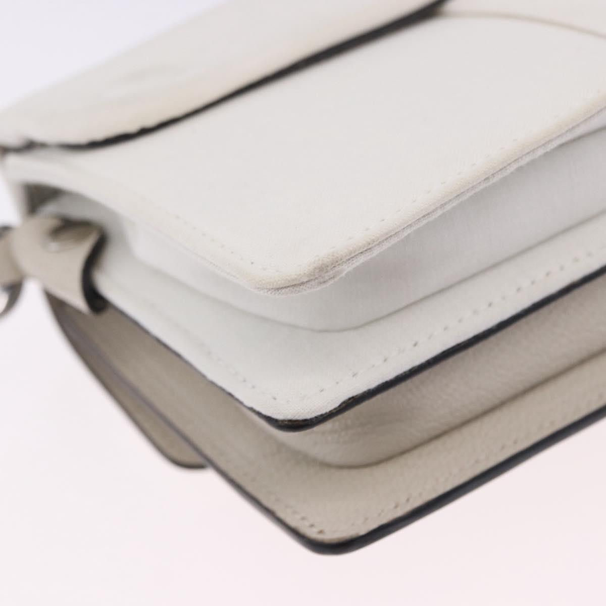 Maison Margiela New Rock Horizontal Bag Leather White Silver Auth BA15641V