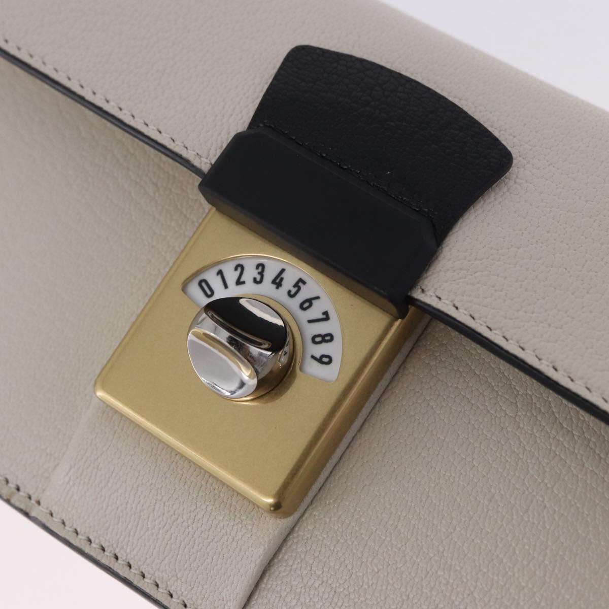 Maison Margiela New Rock Horizontal Bag Leather White Silver Auth BA15641V