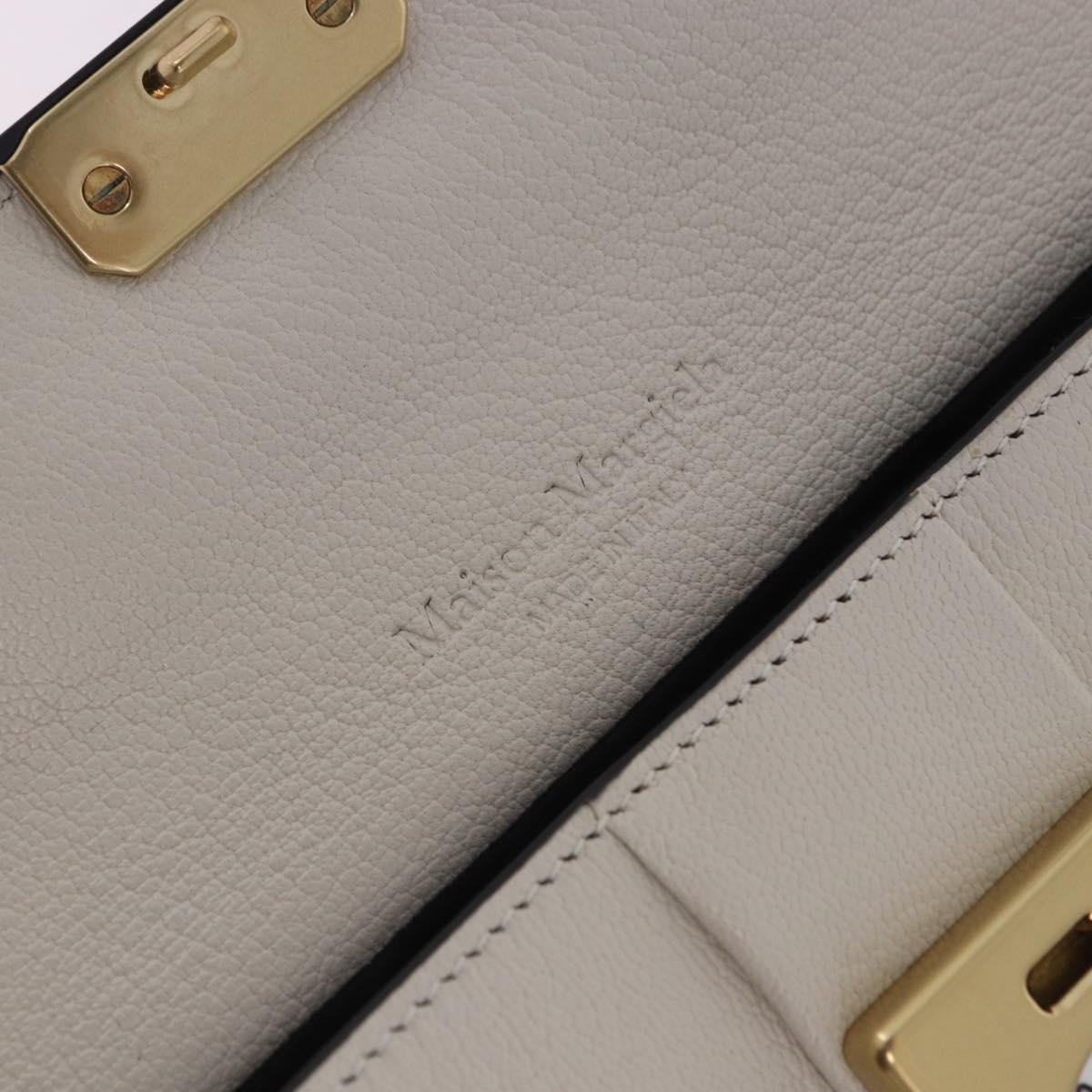Maison Margiela New Rock Horizontal Bag Leather White Silver Auth BA15641V