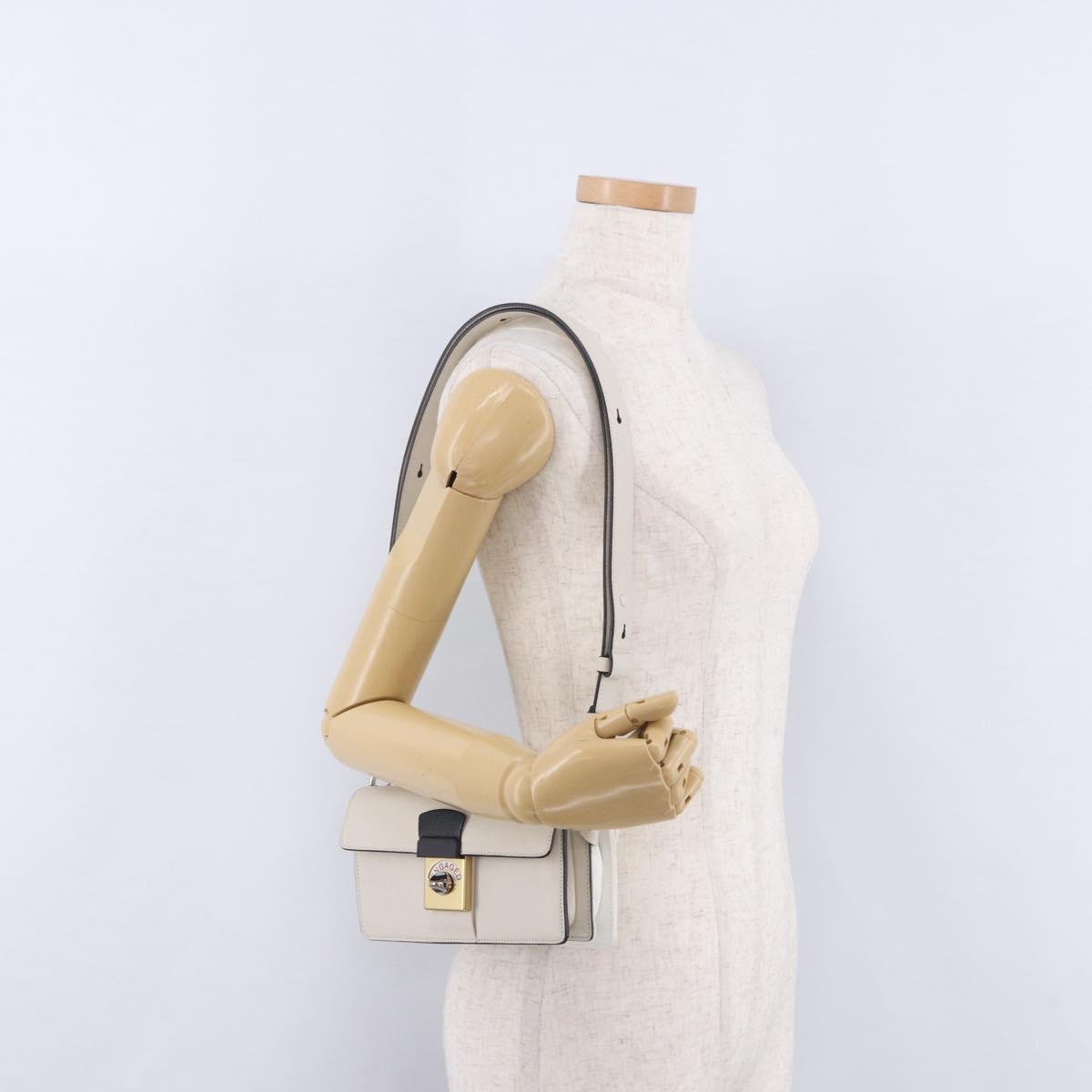 Maison Margiela New Rock Horizontal Bag Leather White Silver Auth BA15641V