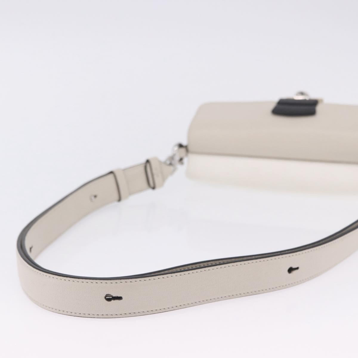 Maison Margiela New Rock Horizontal Bag Leather White Silver Auth BA15641V