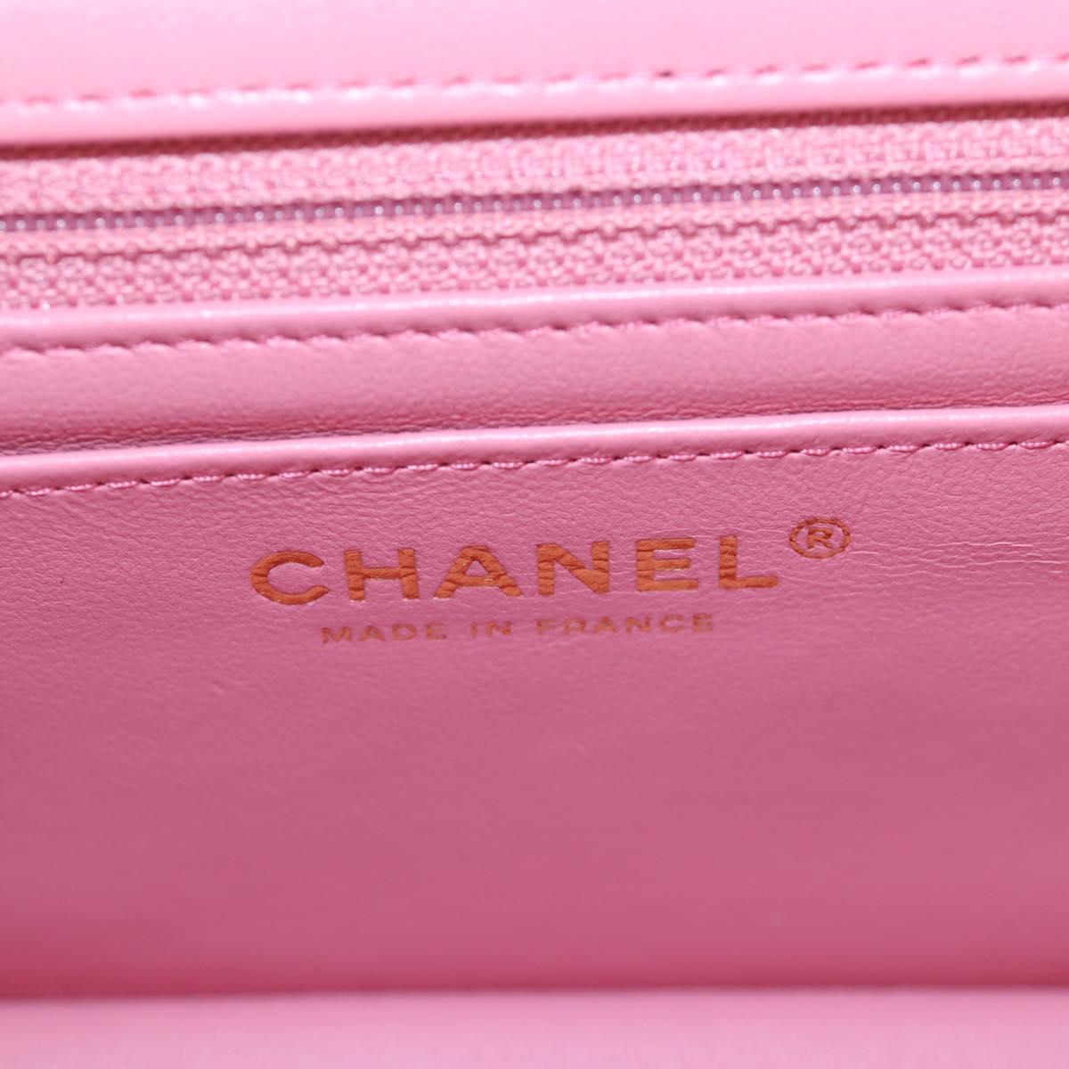 CHANEL Chain Matelasse 20 Shoulder Bag Tweed Pink Gold CC Auth BA15644SM