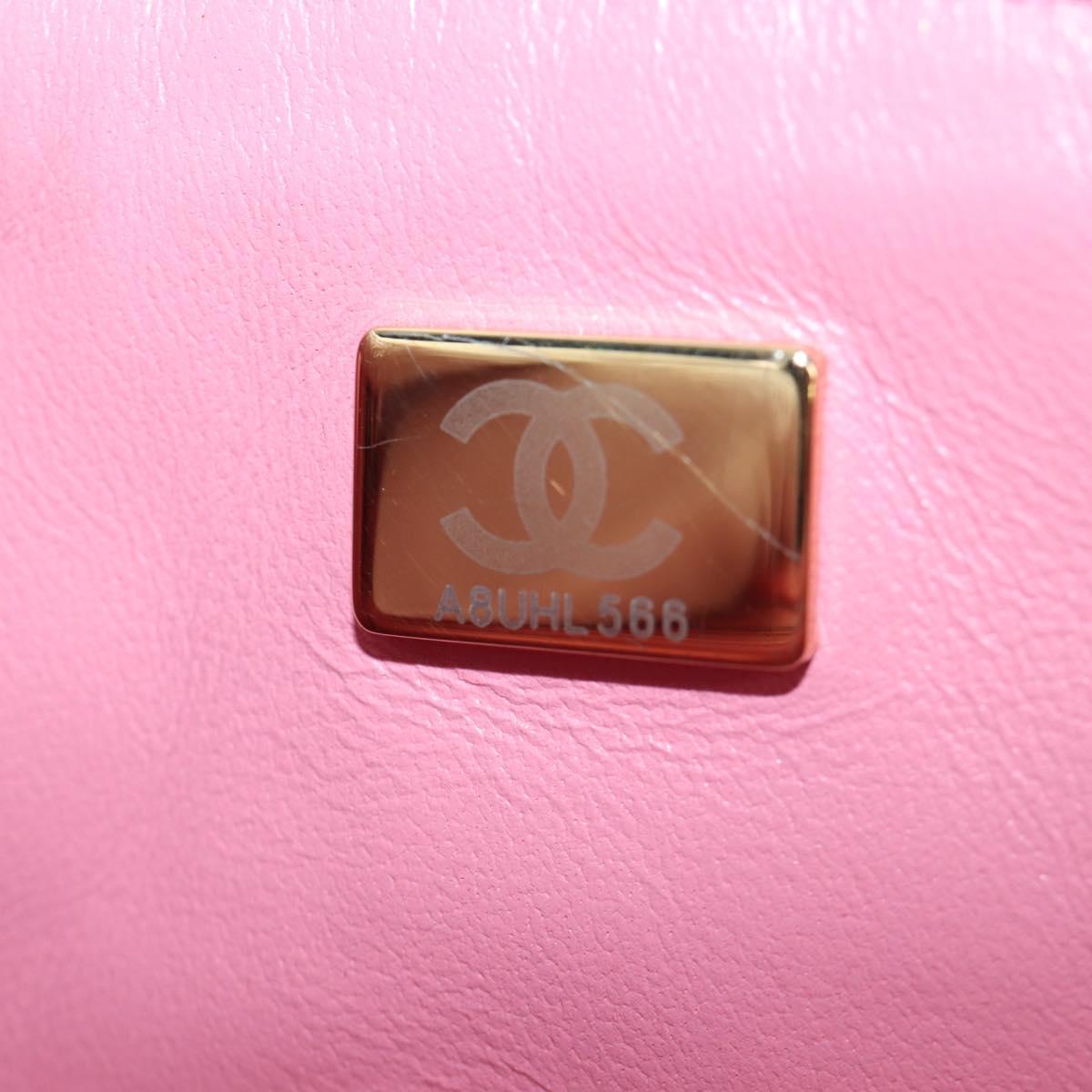 CHANEL Chain Matelasse 20 Shoulder Bag Tweed Pink Gold CC Auth BA15644SM